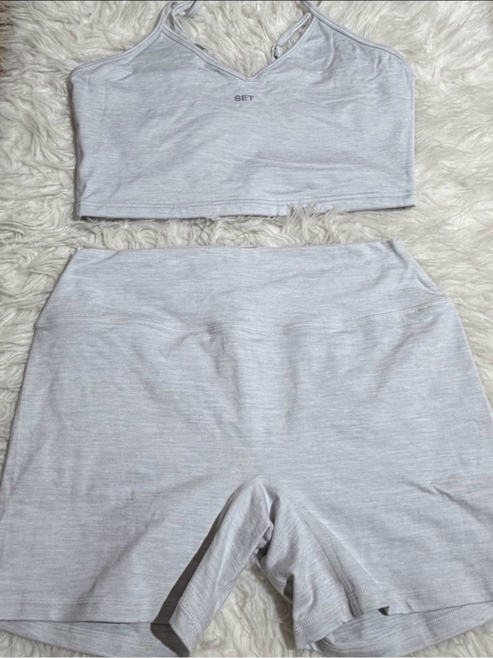 SET ACTIVE XL Grey Matching Set FORMCLOUD Sports Bra Shorts Workout Pilates Yoga